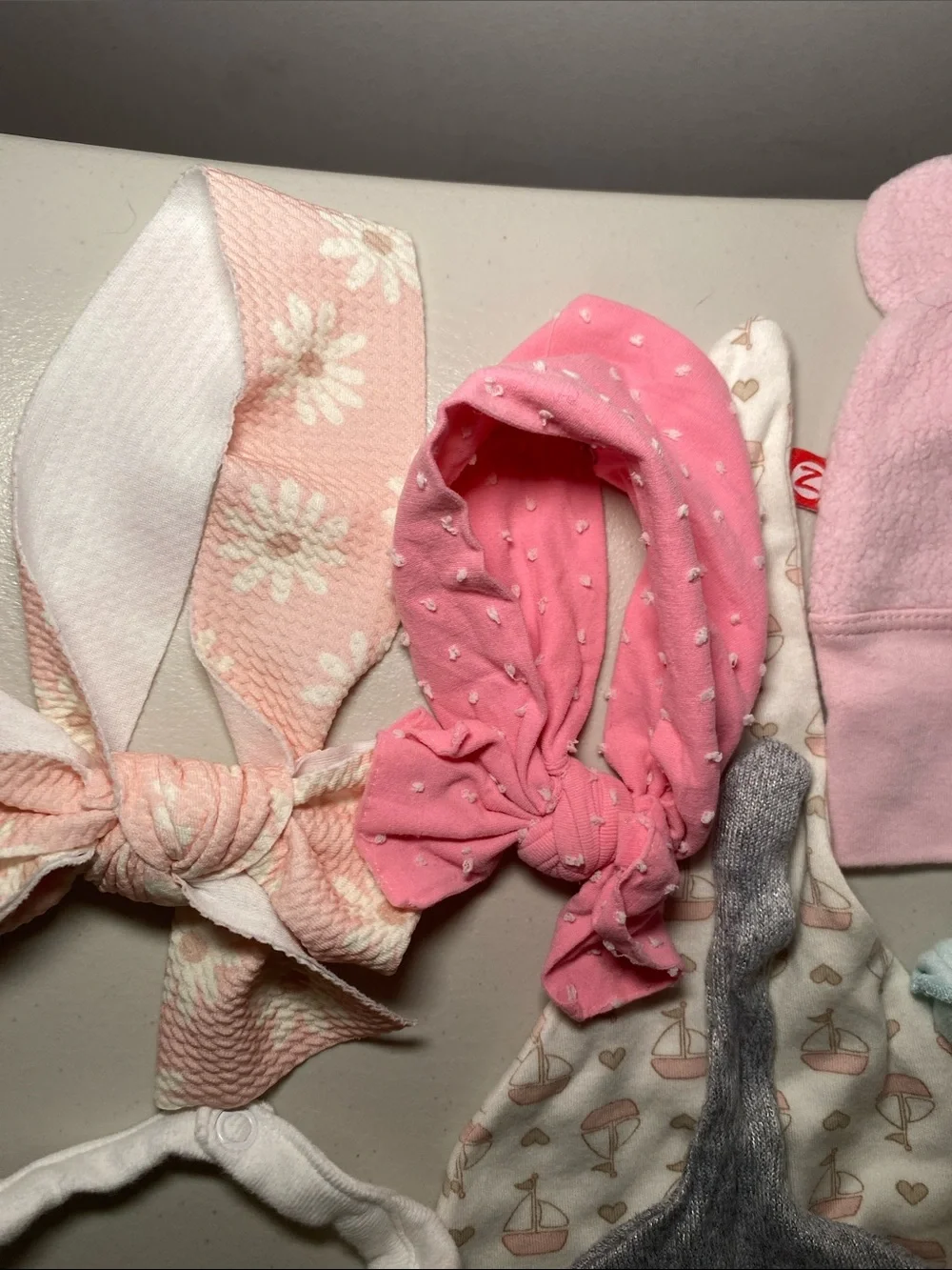 Mix Brands Baby Girls Hat & Bib Accessory Set - Pink, Gray, Mint, Cream, White